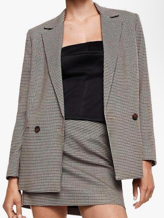 H&M Jackets & Blazers - H&M Monochrome Houndstooth Jacket+skirt